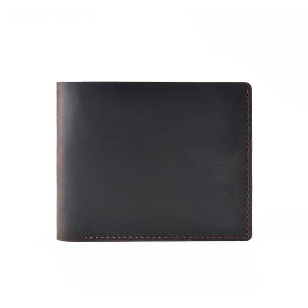 Handmade Black Genuine Leather Bifold Wallet | 6-Slot Card Holder